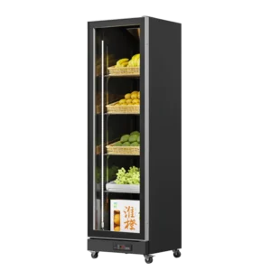 HR380PJ Fruit & Vegetable Fridge Black (Full Door Display, Rearmounted Compressor)