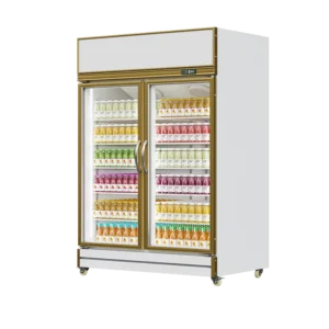 Beverage Fridge White (Golden Frame Exterior, Upmounted Compressor)(2 Doors)