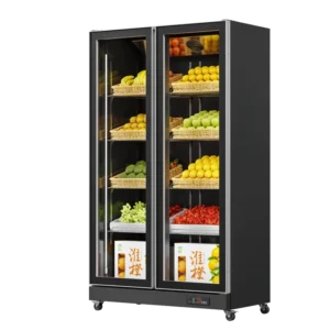 HR1180PJ Fruit & Vegetable Fridge Black (Full Door Display, Rearmounted Compressor)