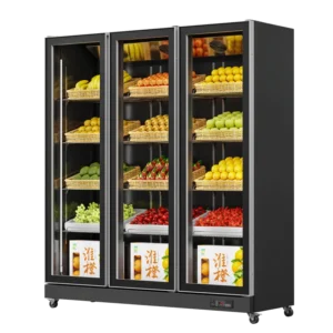 HR1860PJ Fruit & Vegetable Fridge Black (Full Door Display, Rearmounted Compressor)