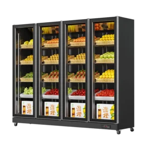 HR2200PJ Fruit & Vegetable Fridge Black (Full Door Display, Rearmounted Compressor)