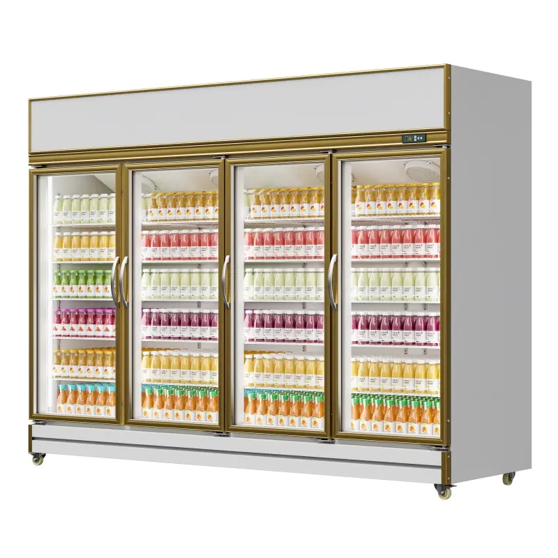 Beverage Fridge White (Golden Frame Exterior, Upmounted Compressor)(4 Doors)